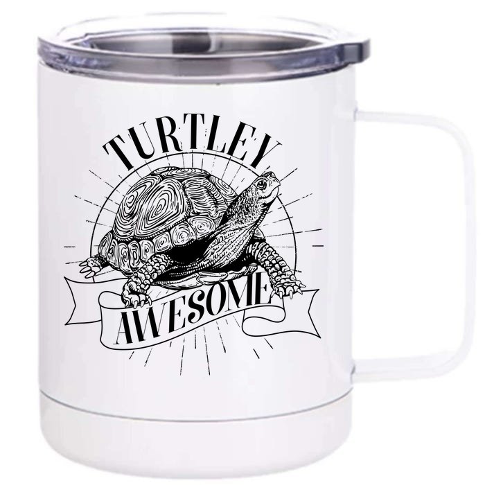 Vintage Turtley Awesome Front & Back 12oz Stainless Steel Tumbler Cup