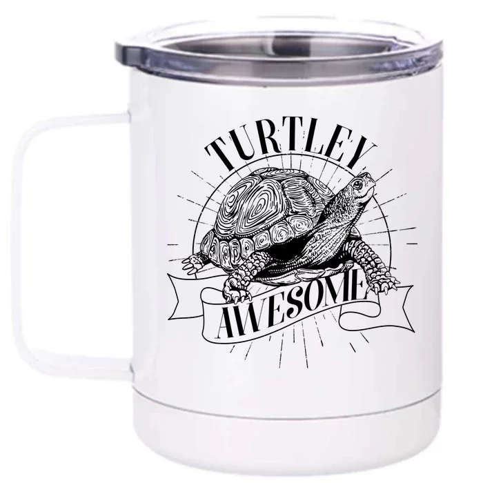 Vintage Turtley Awesome Front & Back 12oz Stainless Steel Tumbler Cup