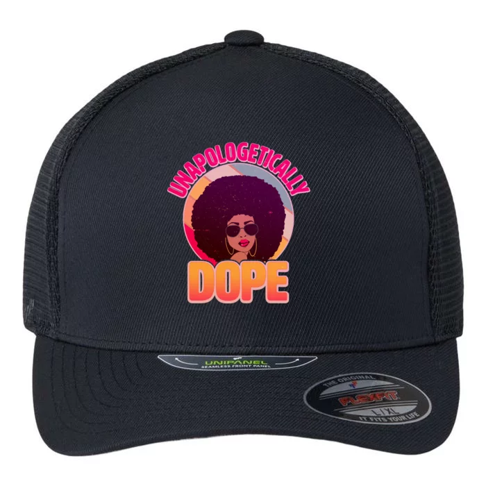 Vintage Unapologetically Dope Black Woman Afro Flexfit Unipanel Trucker Cap