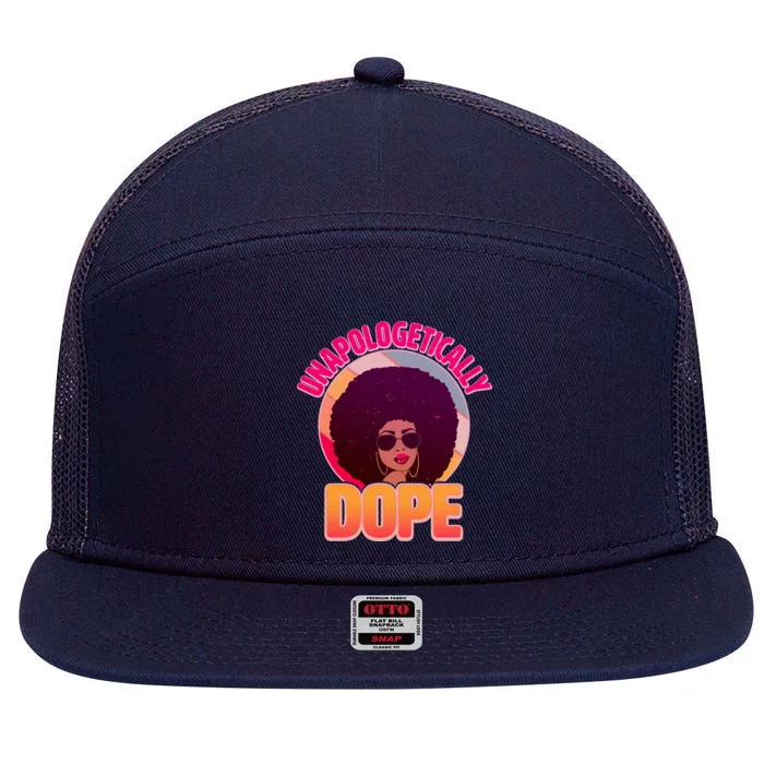 Vintage Unapologetically Dope Black Woman Afro 7 Panel Mesh Trucker Snapback Hat