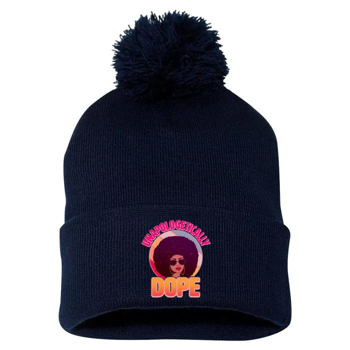 Vintage Unapologetically Dope Black Woman Afro Pom Pom 12in Knit Beanie