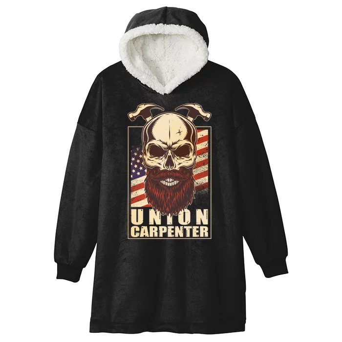 Vintage Union American Carpenter Bearded Skull Hooded Wearable Blanket