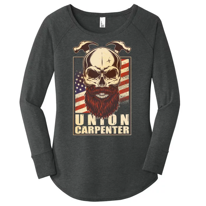 Vintage Union American Carpenter Bearded Skull Women's Perfect Tri Tunic Long Sleeve Shirt