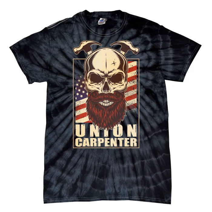 Vintage Union American Carpenter Bearded Skull Tie-Dye T-Shirt