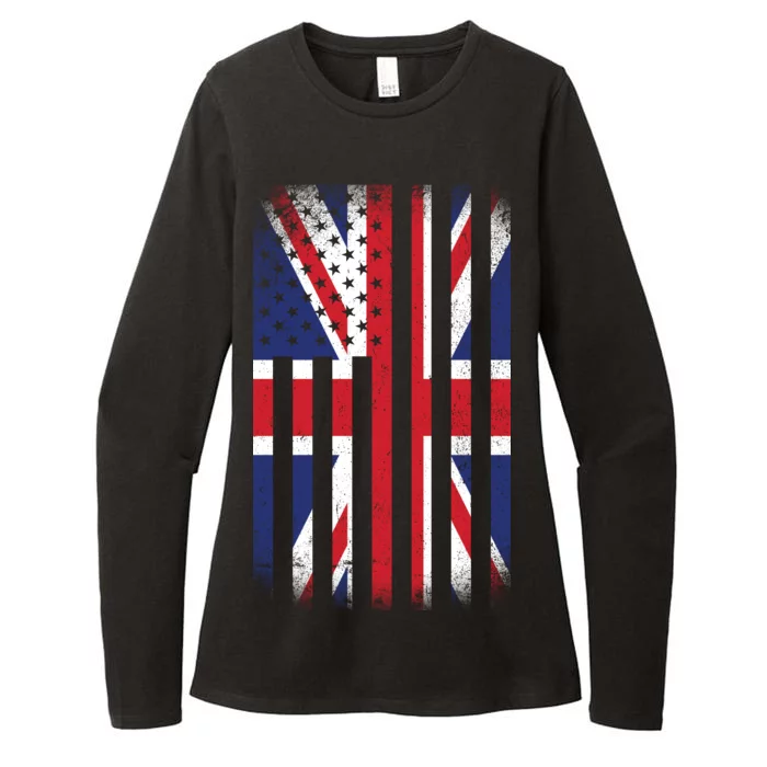 Vintage Union Jack British Flag United Kingdom Womens CVC Long Sleeve Shirt