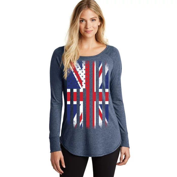 Vintage Union Jack British Flag United Kingdom Women's Perfect Tri Tunic Long Sleeve Shirt