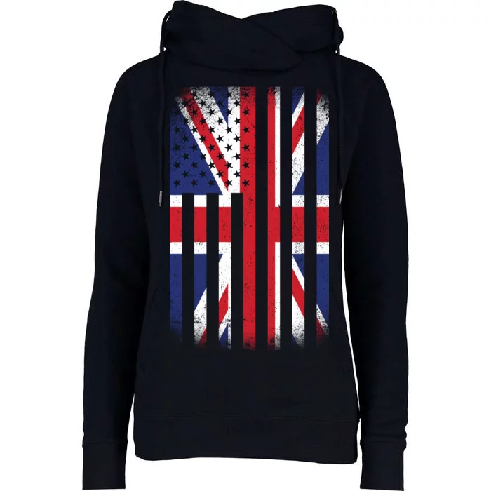 Vintage Union Jack British Flag United Kingdom Womens Funnel Neck Pullover Hood