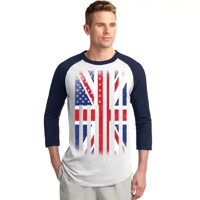 Vintage Union Jack British Flag United Kingdom Baseball Sleeve Shirt