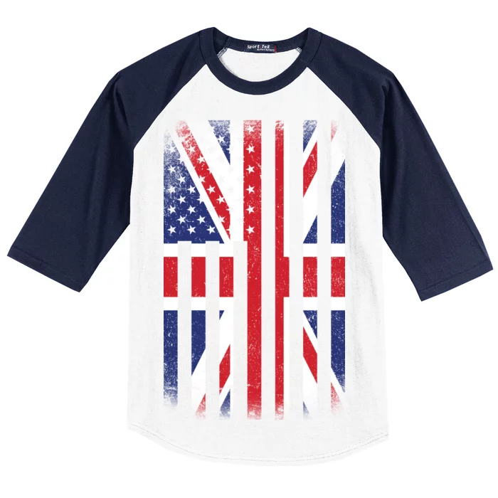 Vintage Union Jack British Flag United Kingdom Baseball Sleeve Shirt