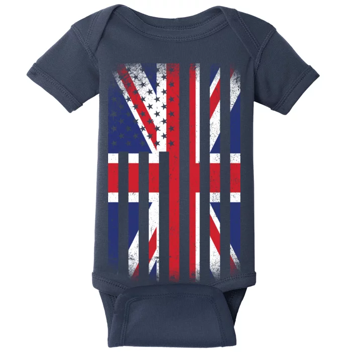 Vintage Union Jack British Flag United Kingdom Baby Bodysuit