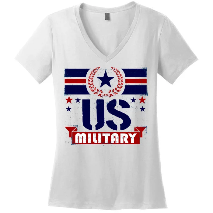 Vintage US Military USA Logo Women's V-Neck T-Shirt