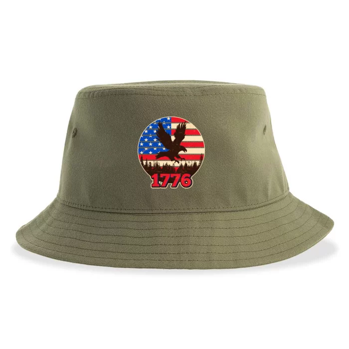 Vintage USA 1776 Emblem Sustainable Bucket Hat