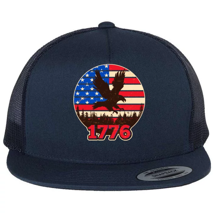 Vintage USA 1776 Emblem Flat Bill Trucker Hat