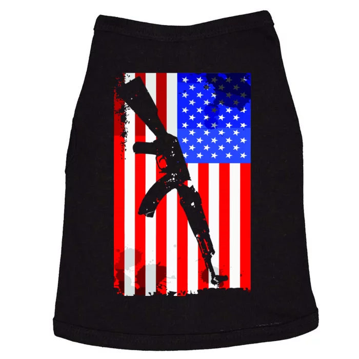 Vintage USA AK-47 Gun American Flag Doggie Tank