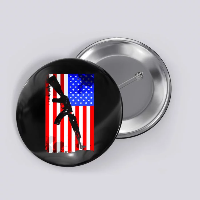 Vintage USA AK-47 Gun American Flag Button