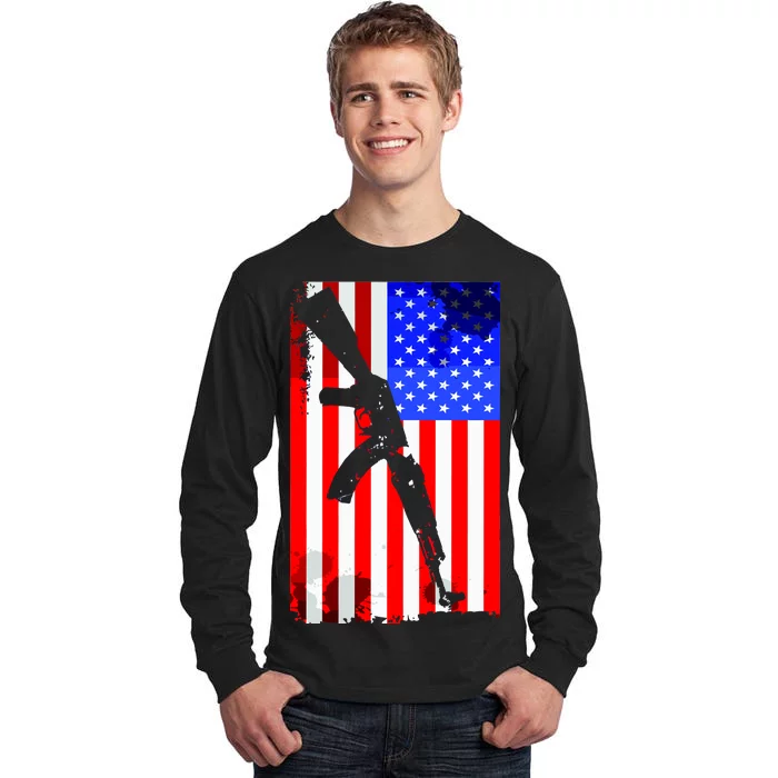 Vintage USA AK-47 Gun American Flag Tall Long Sleeve T-Shirt