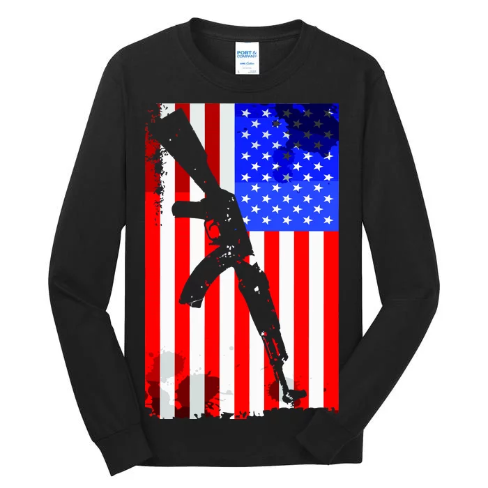 Vintage USA AK-47 Gun American Flag Tall Long Sleeve T-Shirt