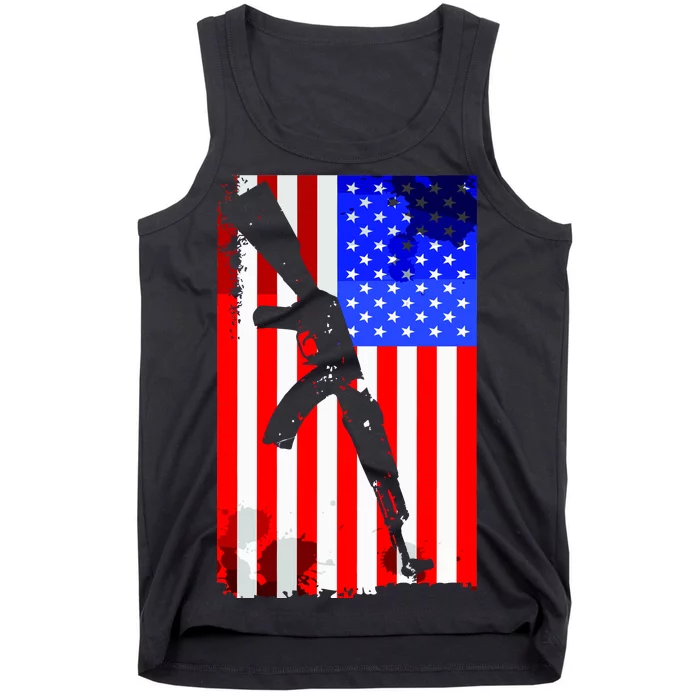 TeeShirtPalace | Vintage USA AK-47 Gun American Flag Tank Top