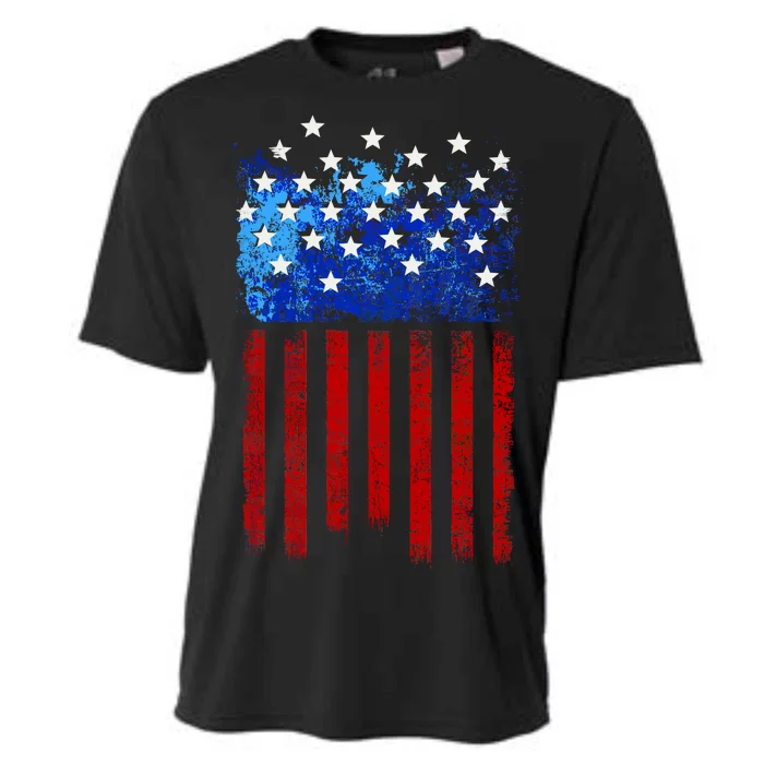 Vintage USA American Flag Paint Cooling Performance Crew T-Shirt