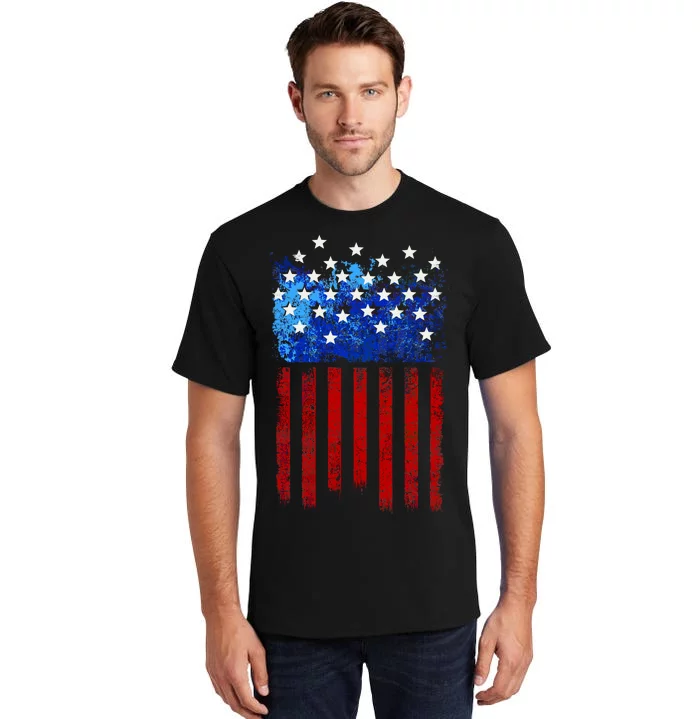 Vintage USA American Flag Paint Tall T-Shirt