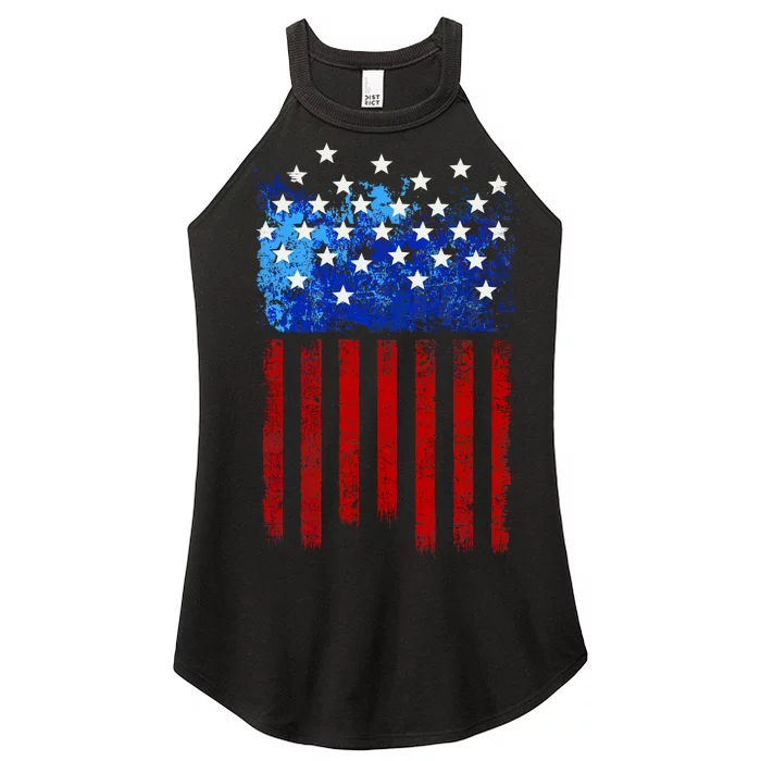 Vintage USA American Flag Paint Women’s Perfect Tri Rocker Tank