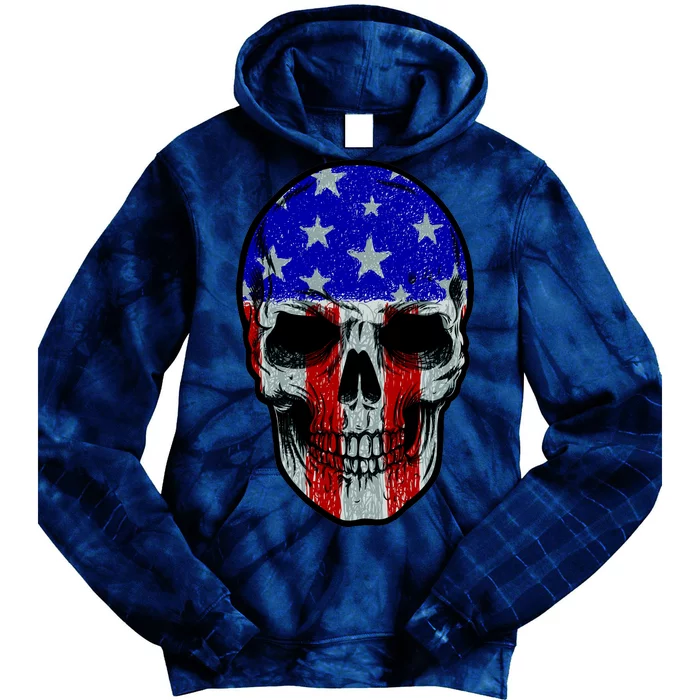 Vintage USA American Patriot Skull Tie Dye Hoodie