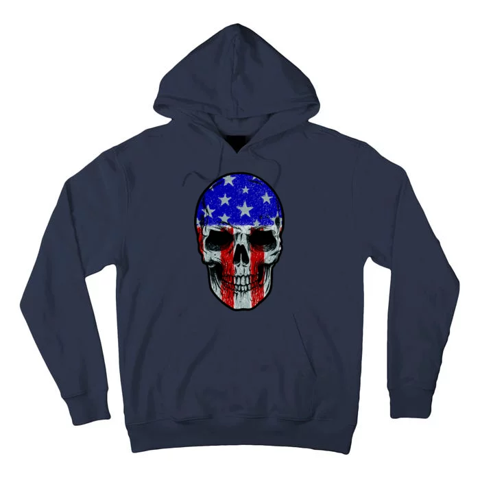 Vintage USA American Patriot Skull Tall Hoodie