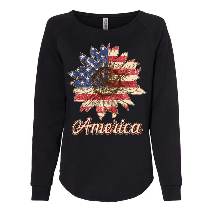 Vintage USA American Sunflower Womens California Wash Sweatshirt