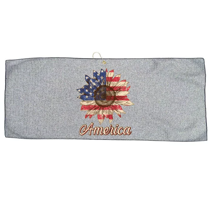 Vintage USA American Sunflower Large Microfiber Waffle Golf Towel