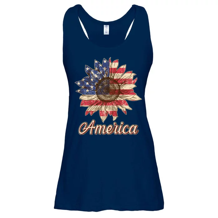 Vintage USA American Sunflower Ladies Essential Flowy Tank