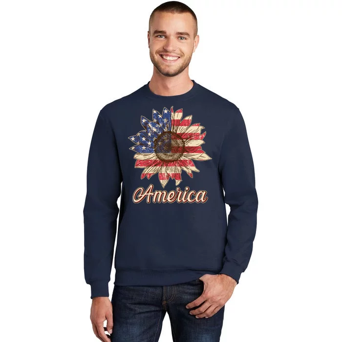 Vintage USA American Sunflower Tall Sweatshirt