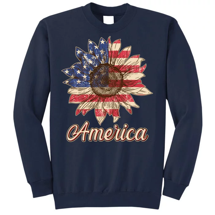 Vintage USA American Sunflower Tall Sweatshirt