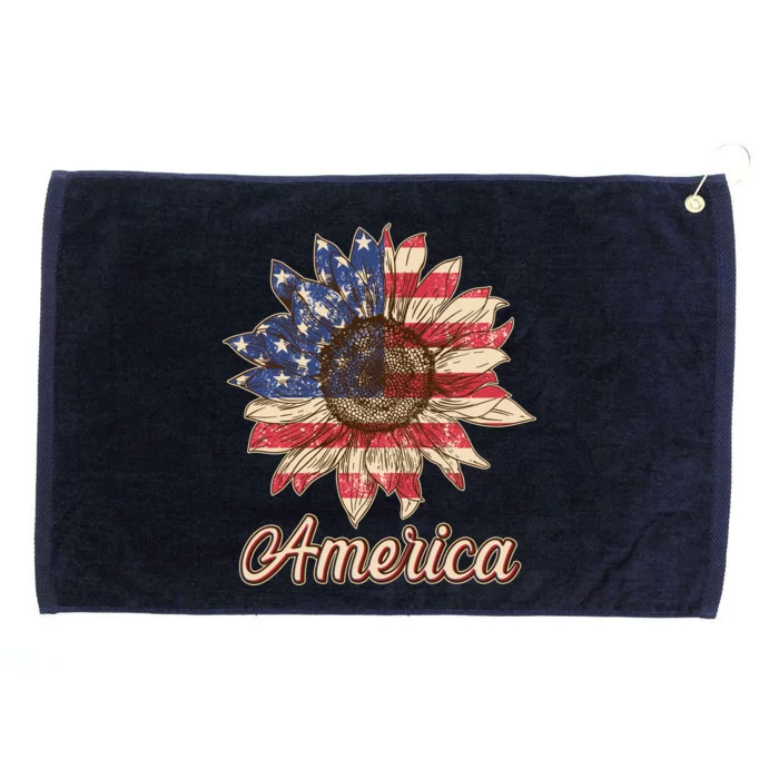 Vintage USA American Sunflower Grommeted Golf Towel