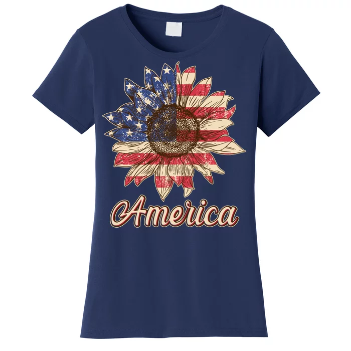 Vintage USA American Sunflower Women's T-Shirt