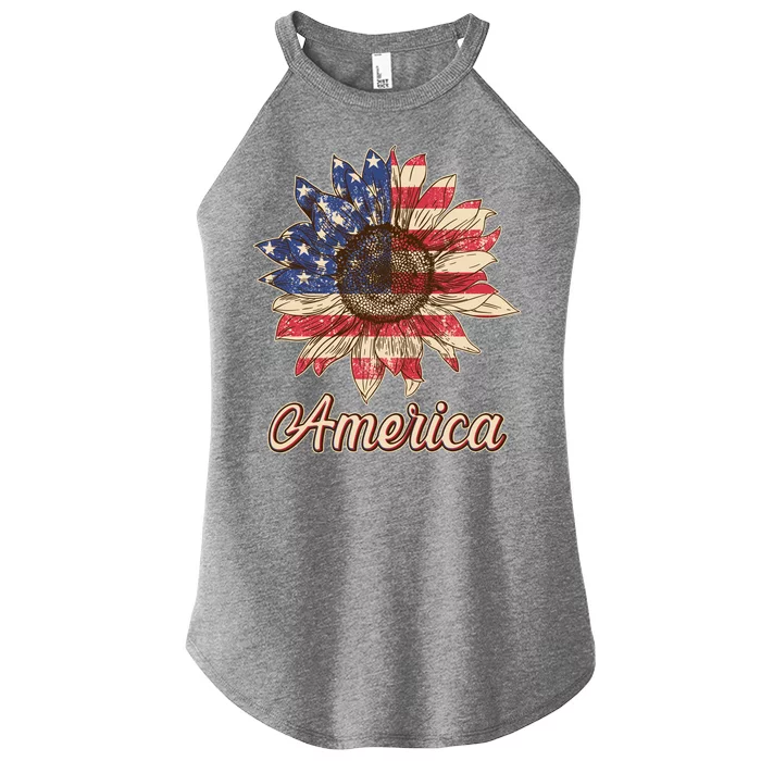 Vintage USA American Sunflower Women’s Perfect Tri Rocker Tank