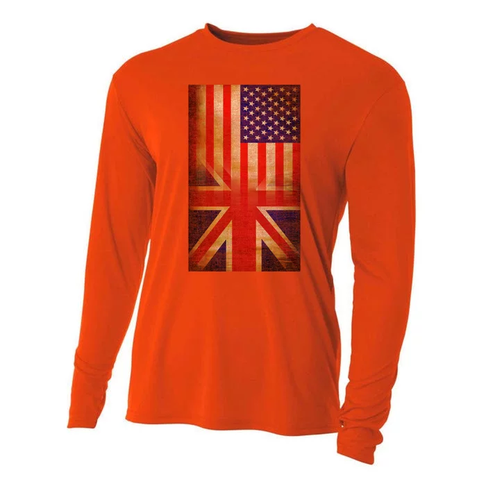 Vintage USA British Distress Flag Cooling Performance Long Sleeve Crew