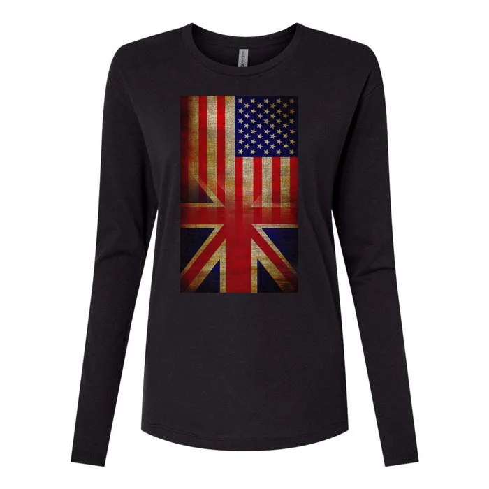 Vintage USA British Distress Flag Womens Cotton Relaxed Long Sleeve T-Shirt