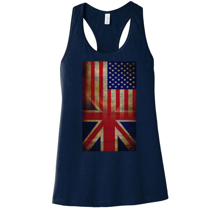 Vintage USA British Distress Flag Women's Racerback Tank