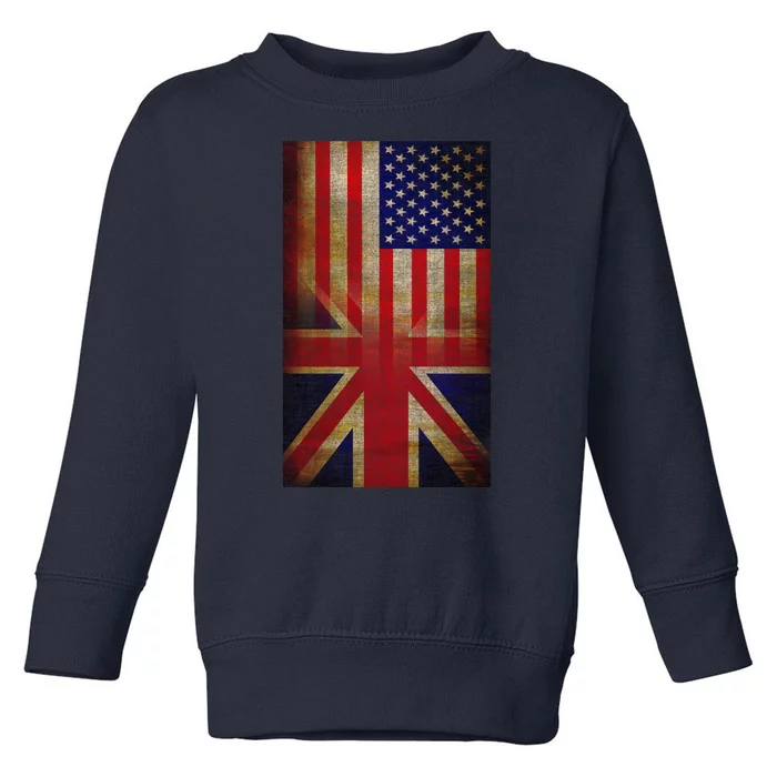 Vintage USA British Distress Flag Toddler Sweatshirt