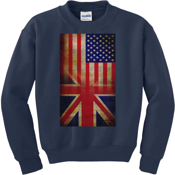 Vintage USA British Distress Flag Kids Sweatshirt