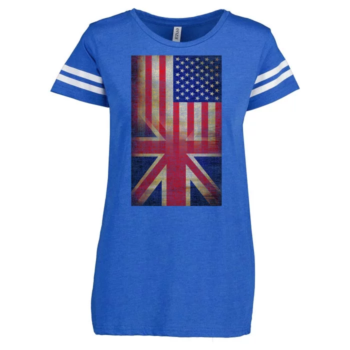 Vintage USA British Distress Flag Enza Ladies Jersey Football T-Shirt