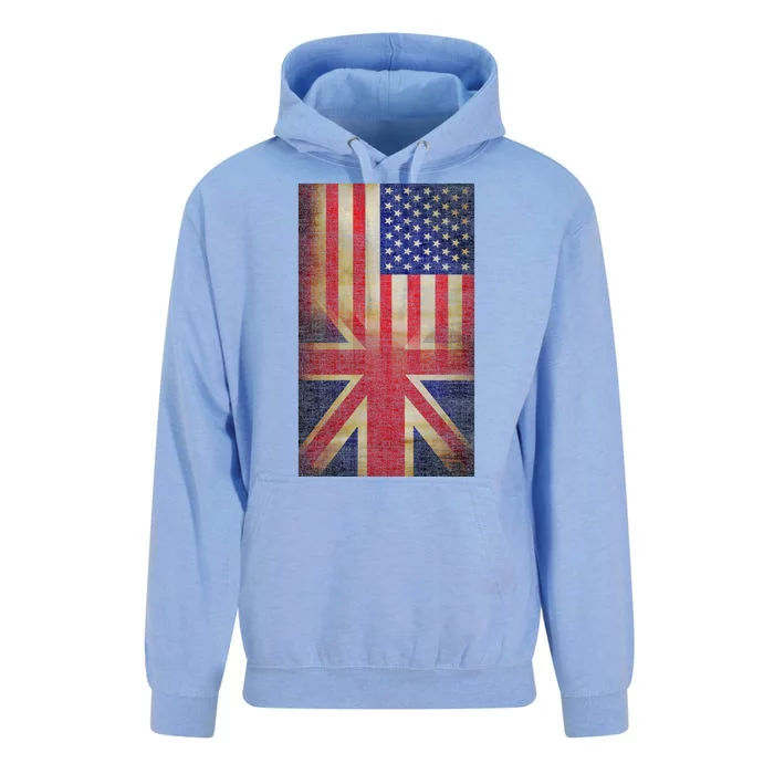 Vintage USA British Distress Flag Unisex Surf Hoodie