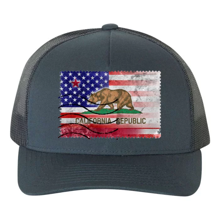 Vintage USA California Republic Flag Yupoong Adult 5-Panel Trucker Hat