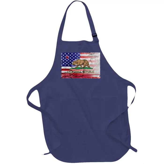 Vintage USA California Republic Flag Full-Length Apron With Pocket