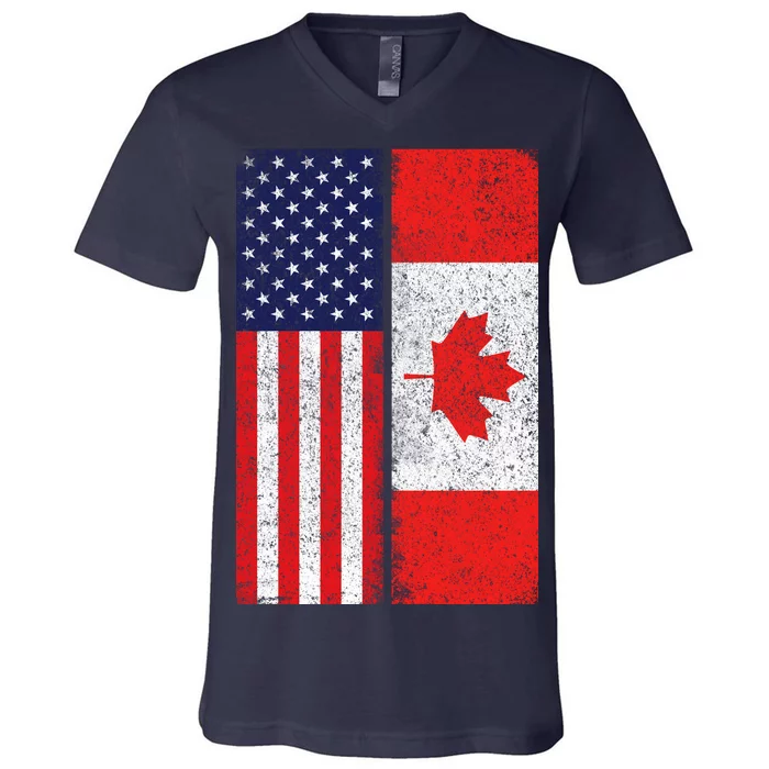 Vintage USA Canadian Flag V-Neck T-Shirt