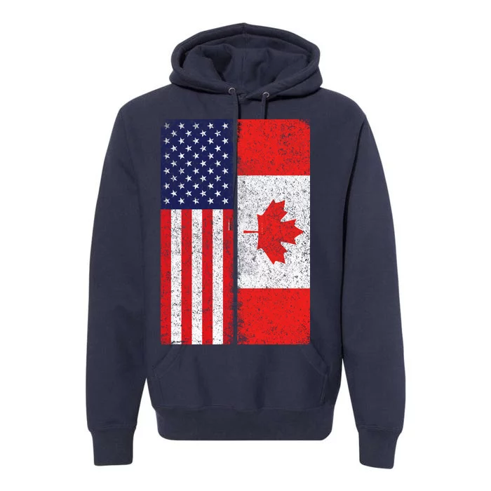 Vintage USA Canadian Flag Premium Hoodie