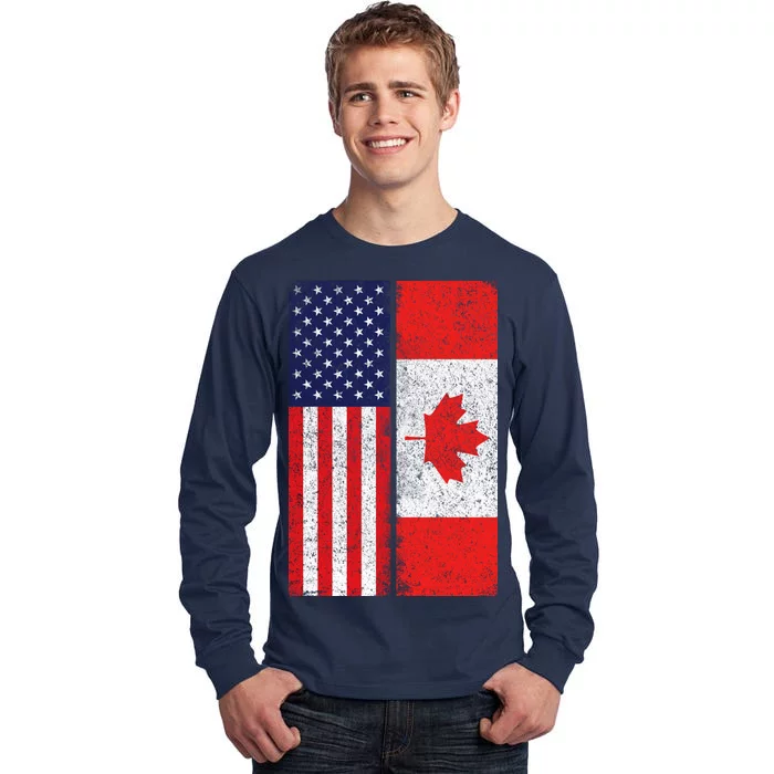 Vintage USA Canadian Flag Tall Long Sleeve T-Shirt