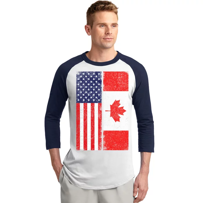 Vintage USA Canadian Flag Baseball Sleeve Shirt