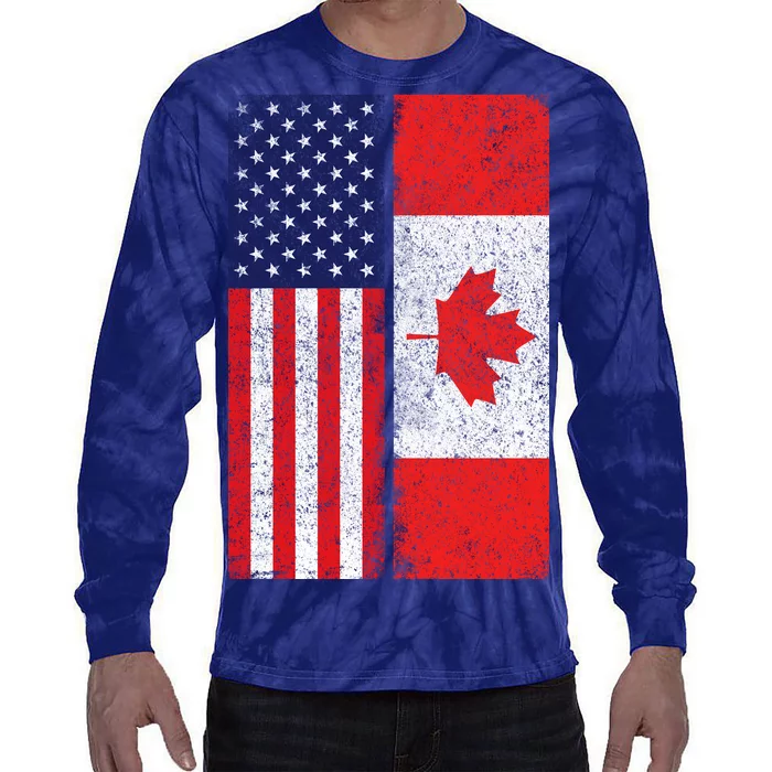 Vintage USA Canadian Flag Tie-Dye Long Sleeve Shirt