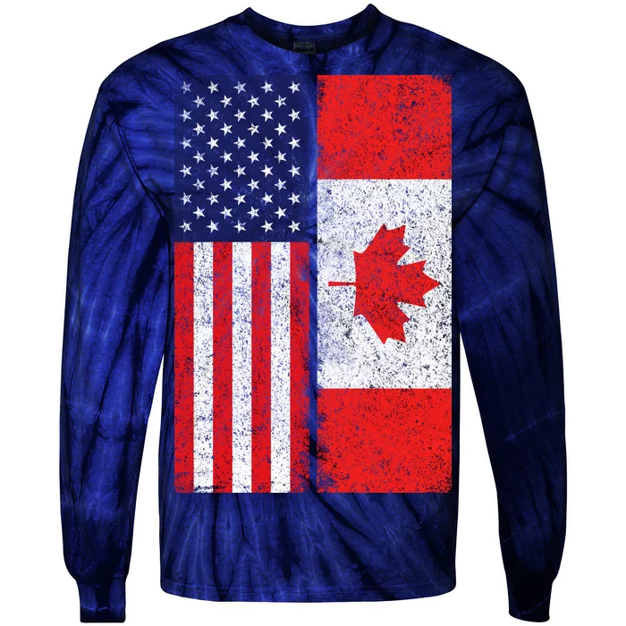 Vintage USA Canadian Flag Tie-Dye Long Sleeve Shirt